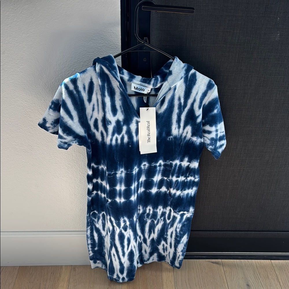 Molo Blue Tie-Dye Terry Cloth Beach Cover up Size Medium